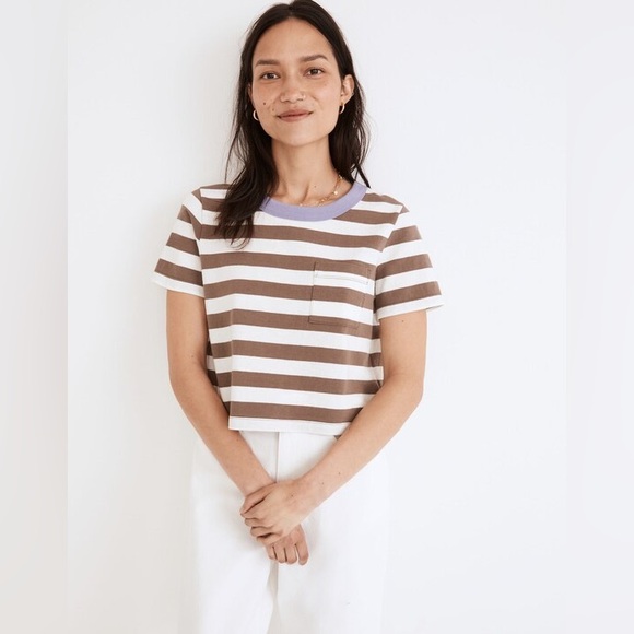 Madewell Tops - Madewell Cropped Pocket Tee in Stripe
